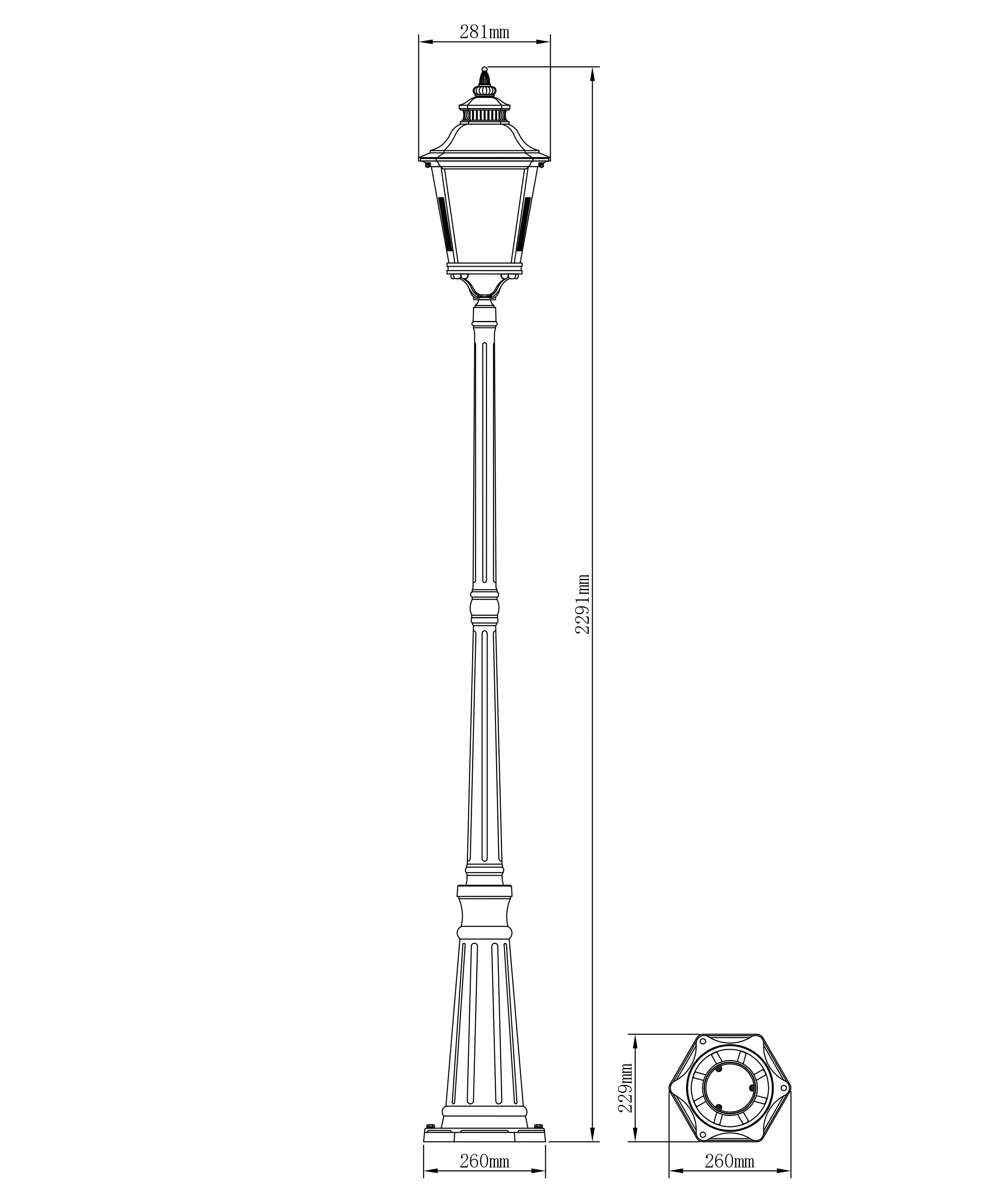 Kingdom Outdoor Garden Post Light Antique Bronze & Clear - 1001720