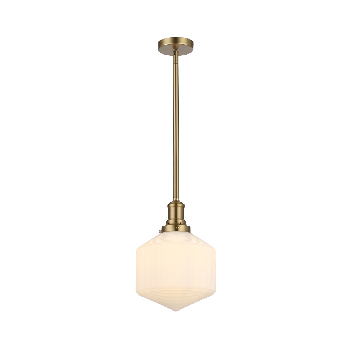 Jefferson Small Rod Pendant Light Satin Brass & Opal Matt - 1001725