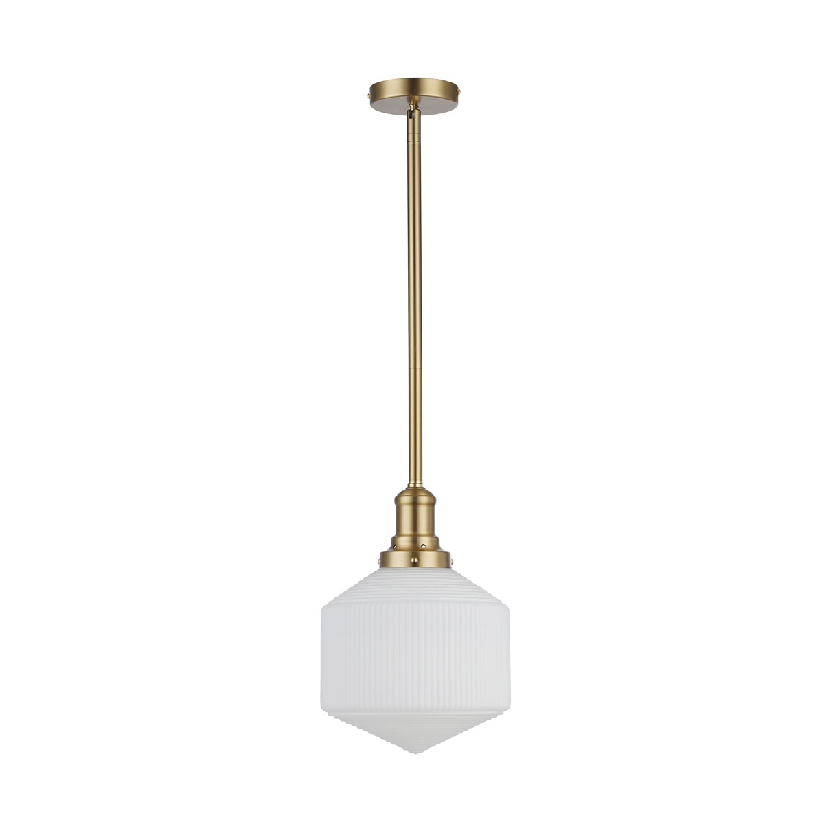 Jefferson Small Rod Pendant Light Satin Brass & Opal Matt - 1001725