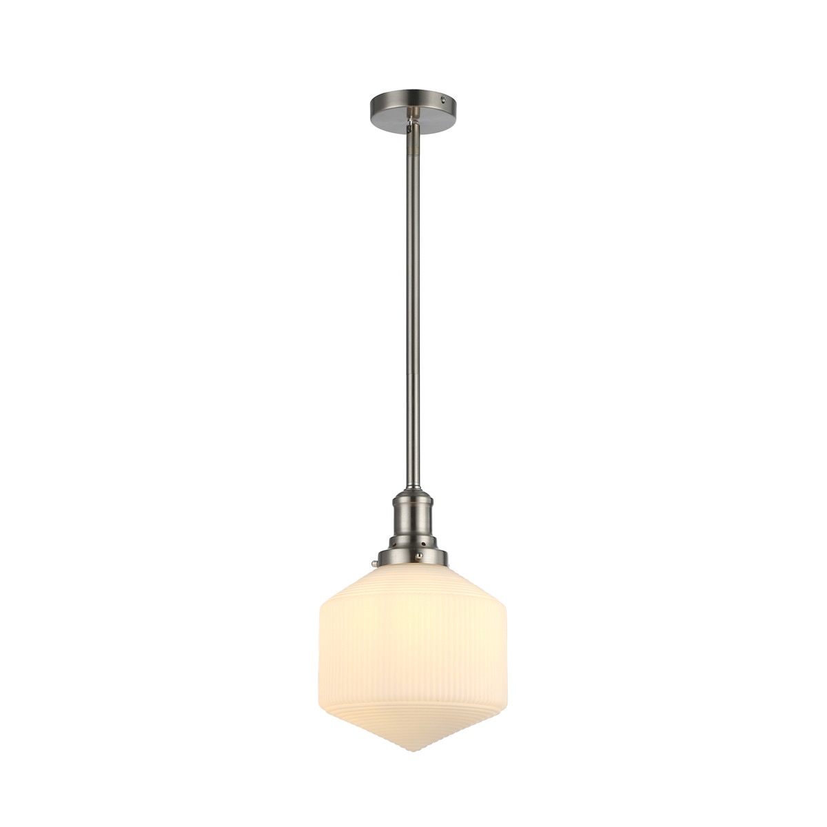 Jefferson Small Rod Pendant Light Brushed Nickel & Opal Matt - 1001726