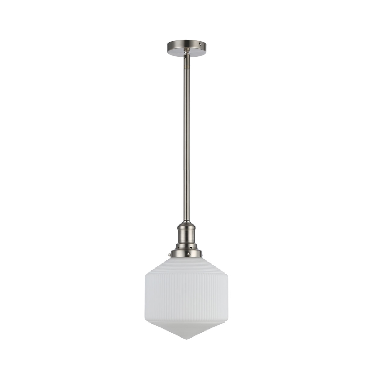 Jefferson Small Rod Pendant Light Brushed Nickel & Opal Matt - 1001726