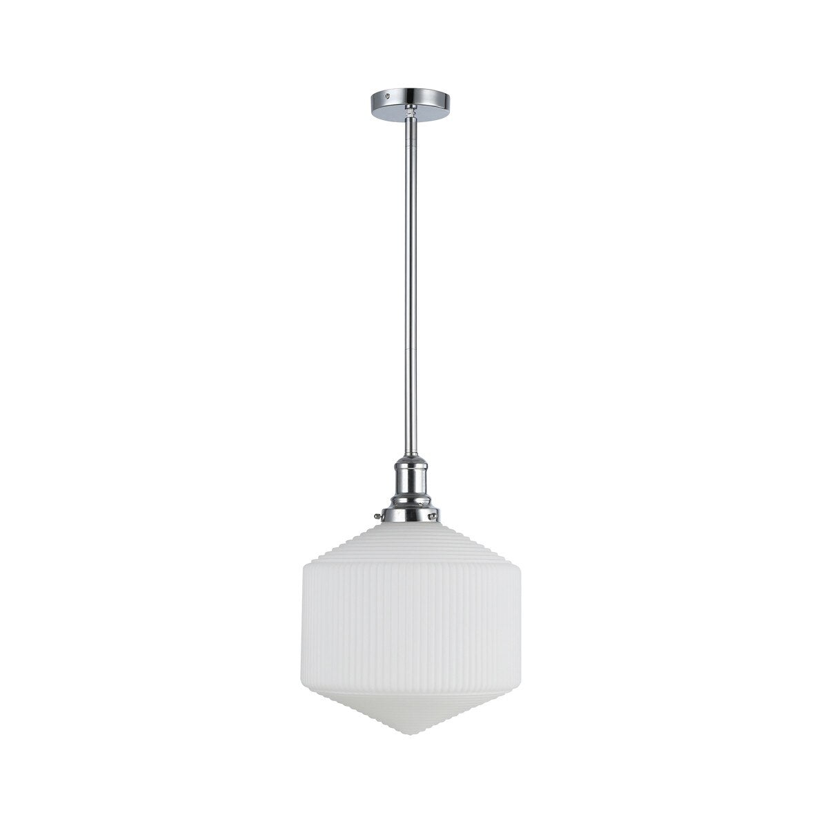 Jefferson Large Rod Pendant Light Chrome & Opal Matt - 1001729