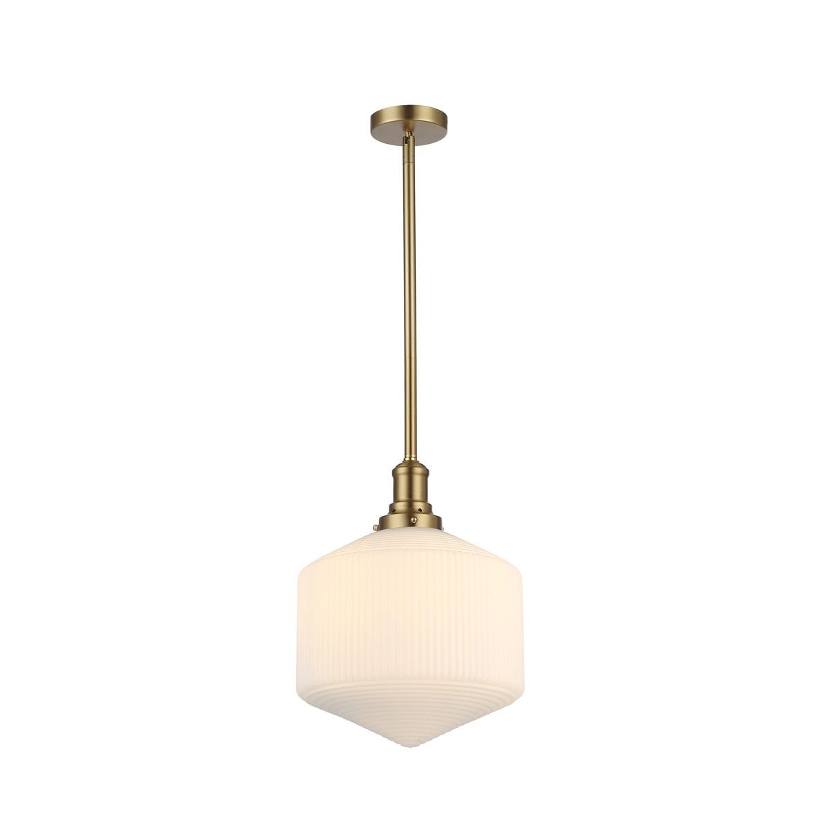 Jefferson Large Rod Pendant Light Satin Brass & Opal Matt - 1001730