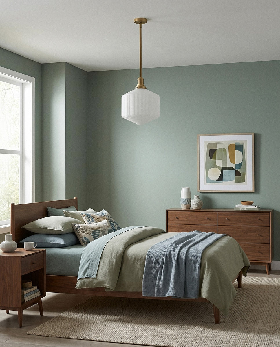 Jefferson Large Rod Pendant Light Satin Brass & Opal Matt - 1001730