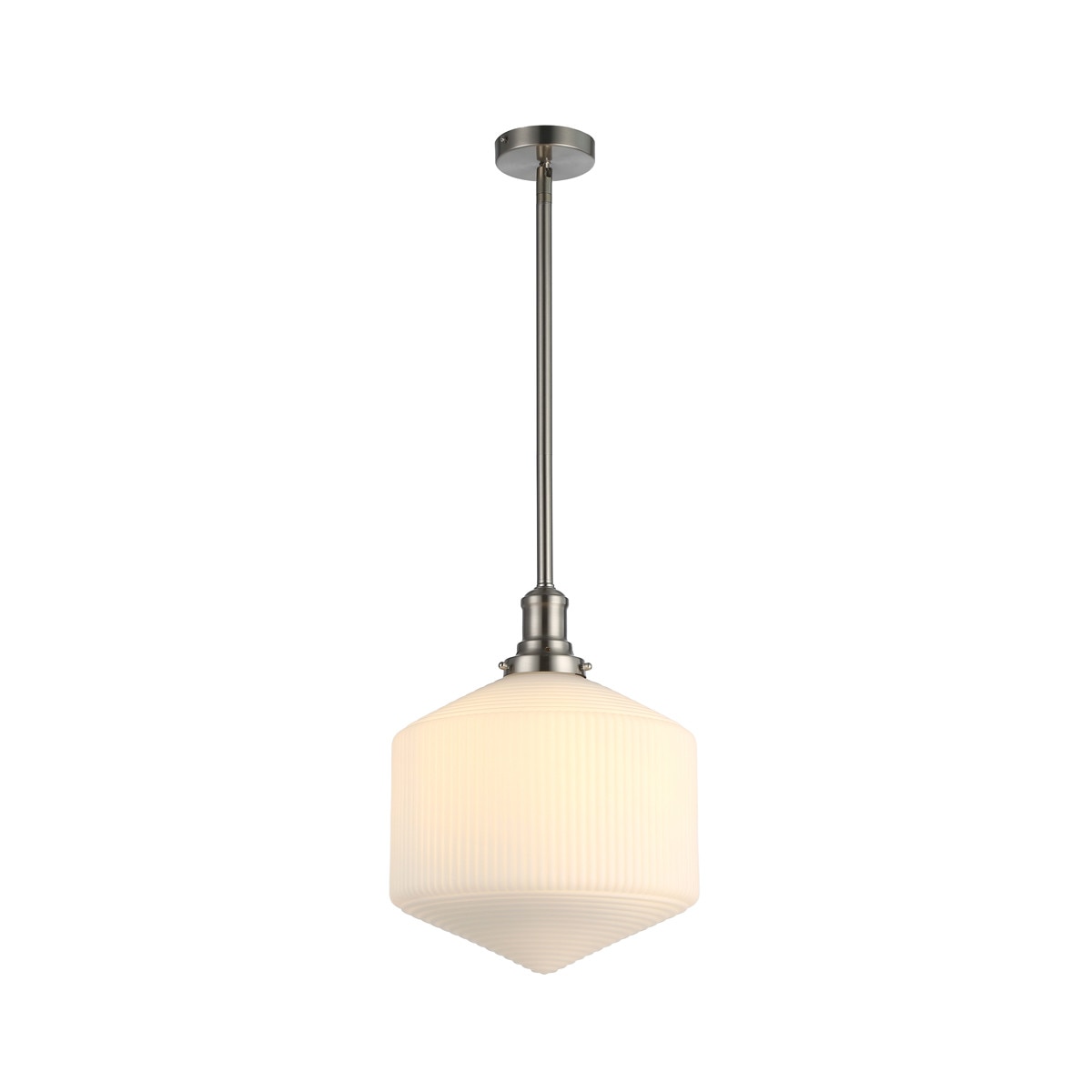 Jefferson Large Rod Pendant Light Brushed Nickel & Opal Matt - 1001731