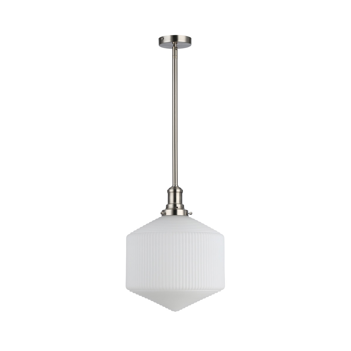 Jefferson Large Rod Pendant Light Brushed Nickel & Opal Matt - 1001731