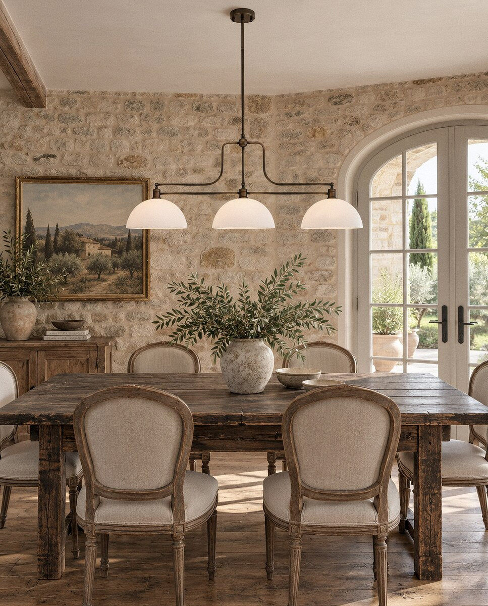 Sienna 3 Light Pendant with Shades Antique Brass & Opal Matte - LOI1001746