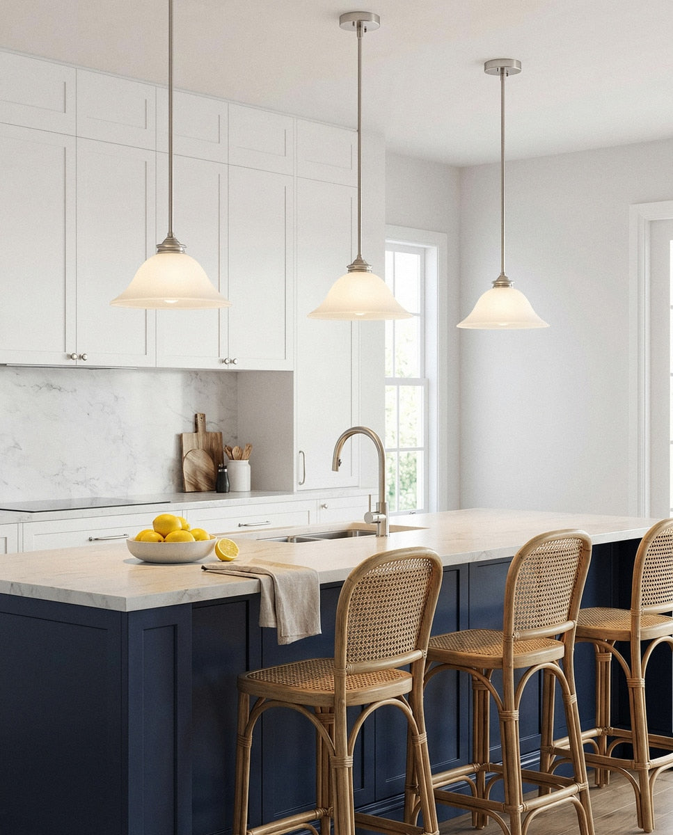 Dallas Pendant Light Brushed Nickel & Opal Matt - 1001762