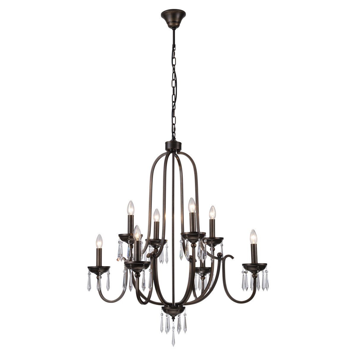 Lumet 8 Light Chandelier Antique Brass & Clear - LOI1001765