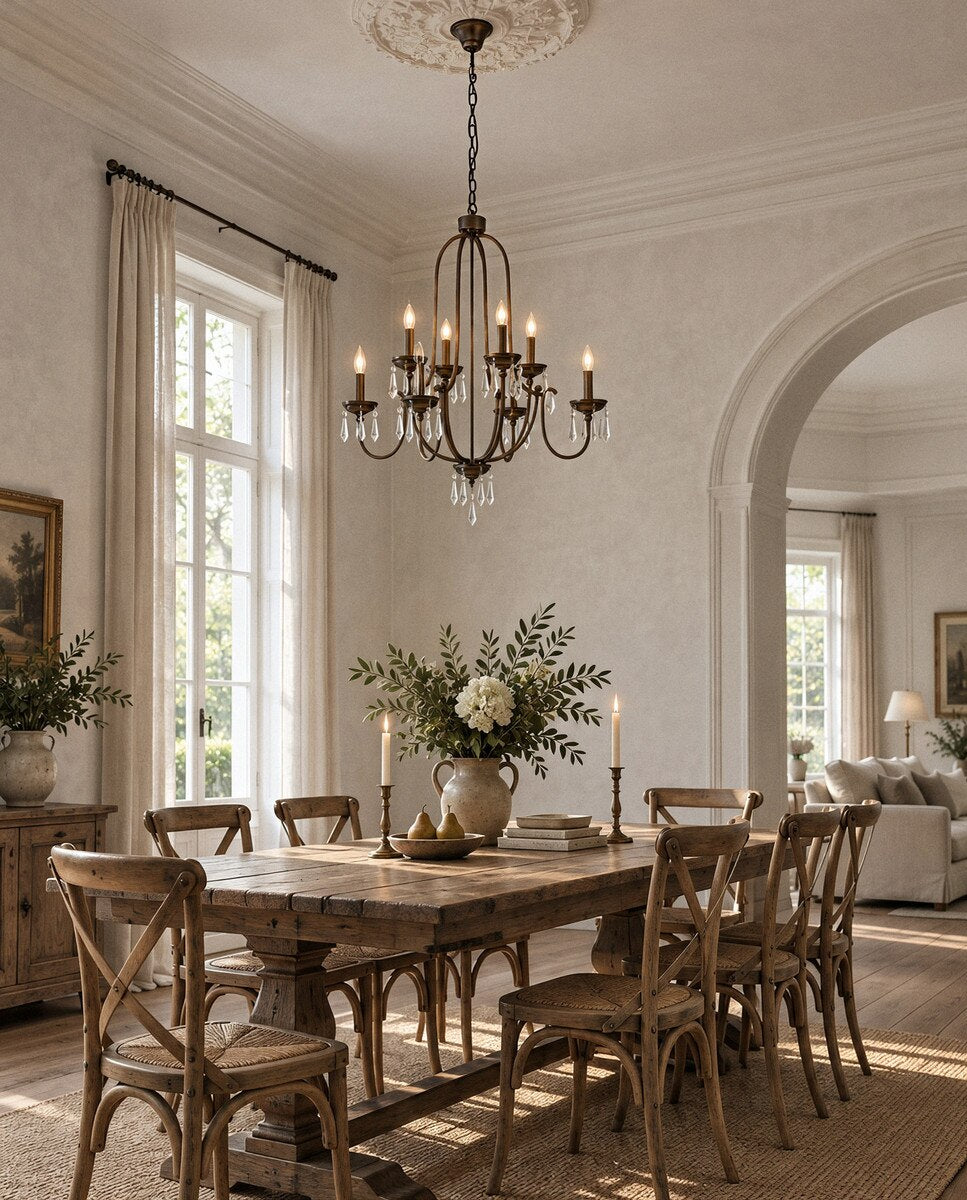 Lumet 8 Light Chandelier Antique Brass & Clear - LOI1001765