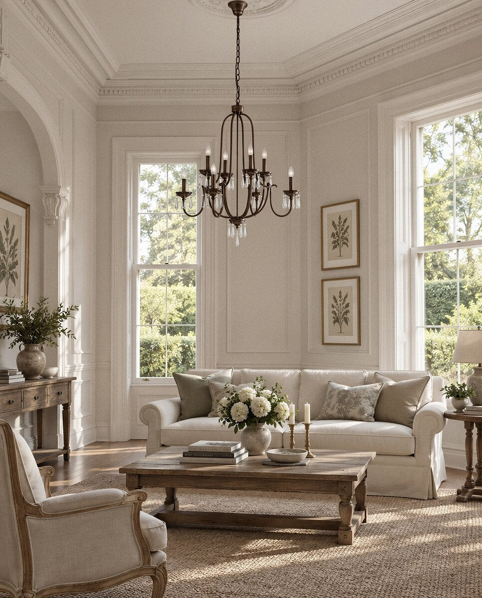 Lumet 8 Light Chandelier Antique Brass & Clear - LOI1001765