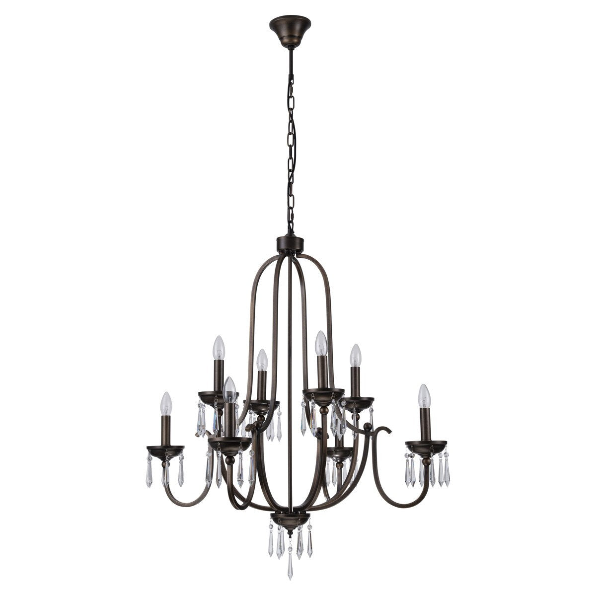 Lumet 8 Light Chandelier Antique Brass & Clear - LOI1001765