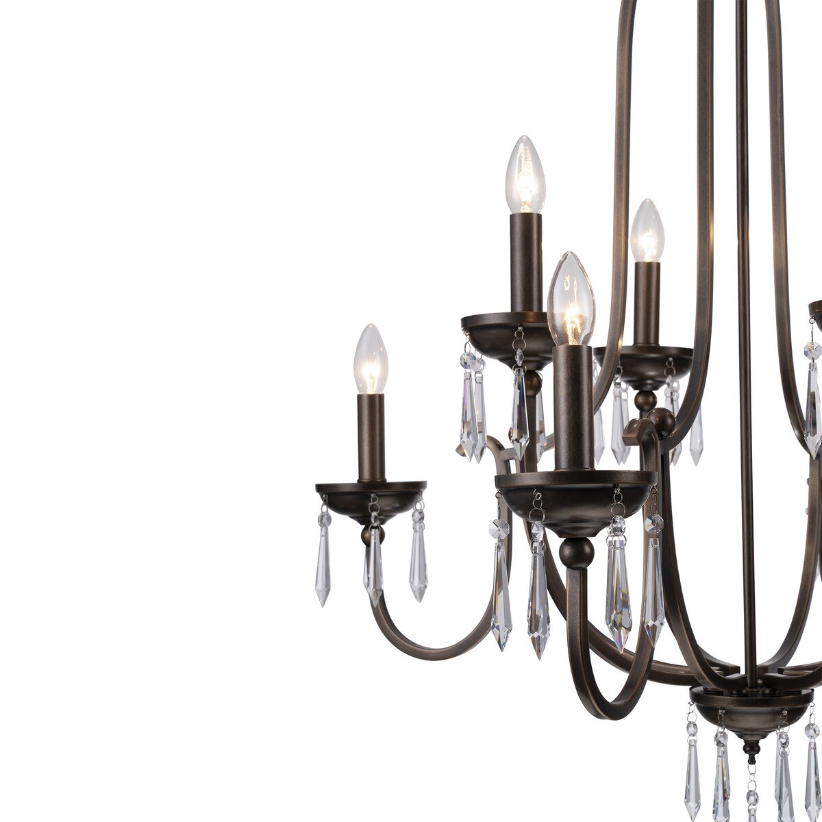 Lumet 8 Light Chandelier Antique Brass & Clear - LOI1001765