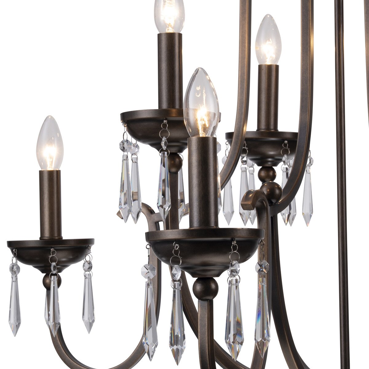 Lumet 8 Light Chandelier Antique Brass & Clear - LOI1001765