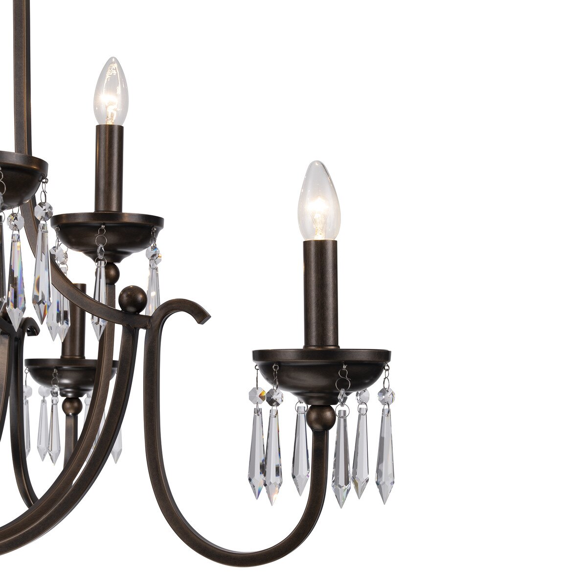 Lumet 8 Light Chandelier Antique Brass & Clear - LOI1001765