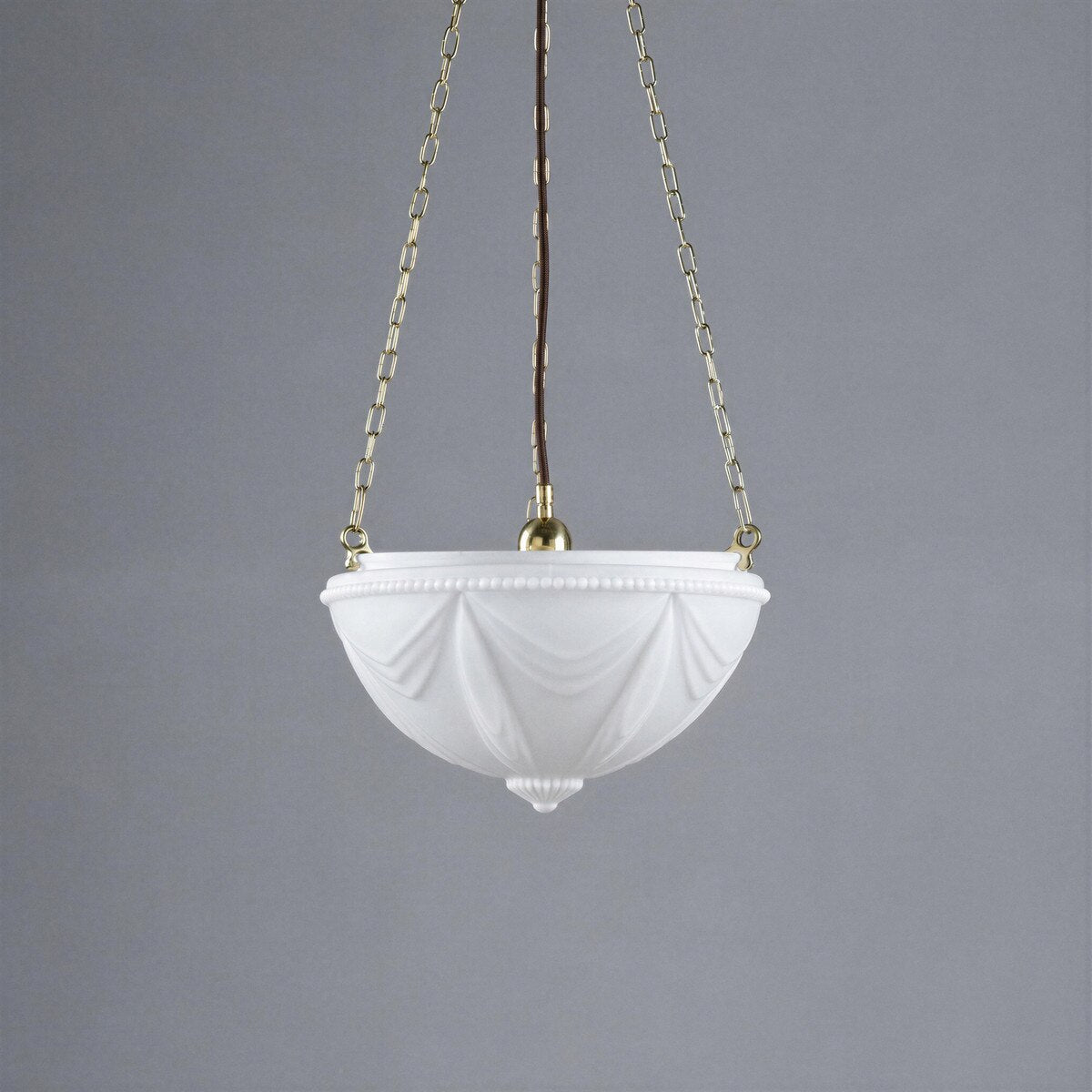 3 Chain Suspension Pendant Brass With 14" Empire Opal Matt Glass - 3000011