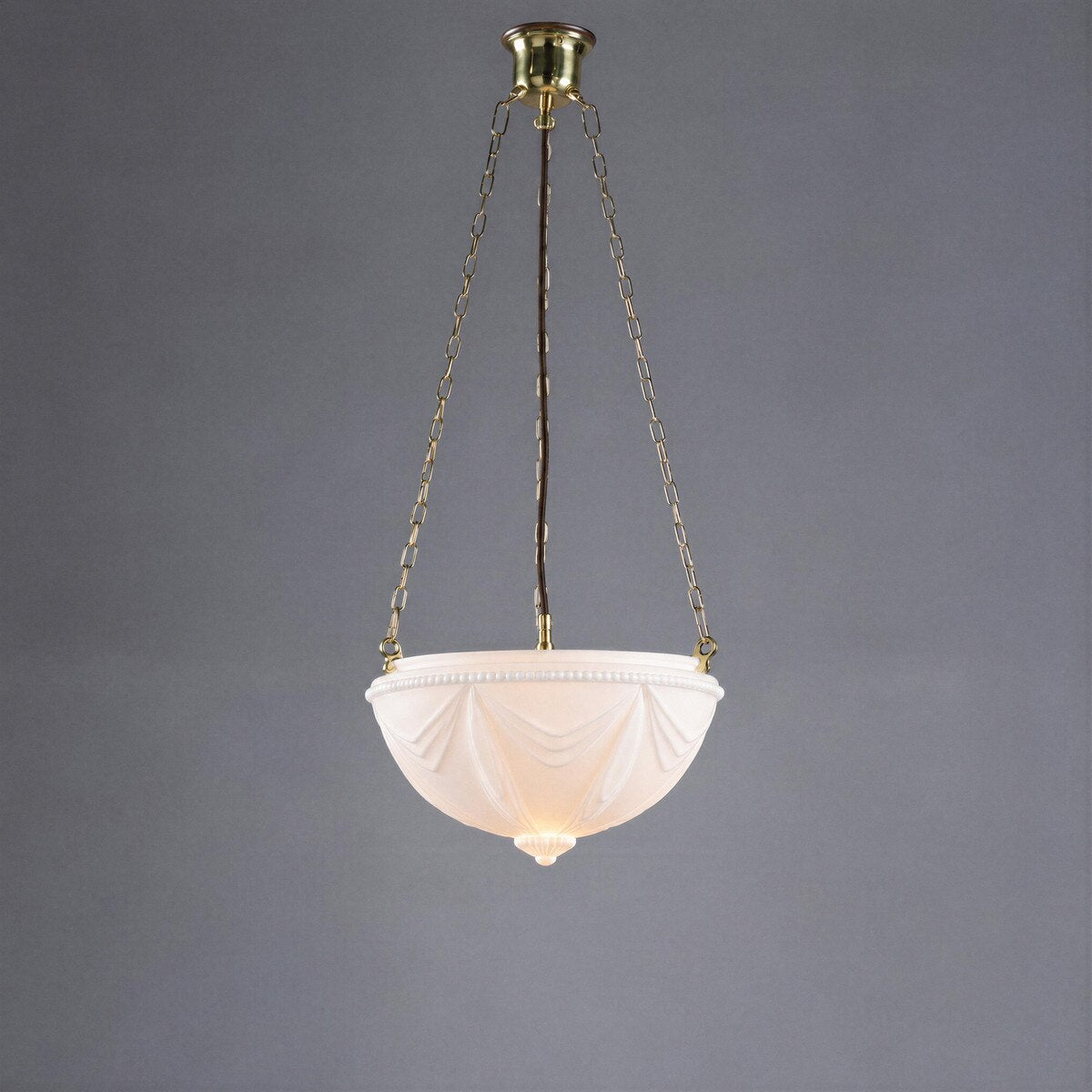 3 Chain Suspension Pendant Brass With 14" Empire Opal Matt Glass - 3000011