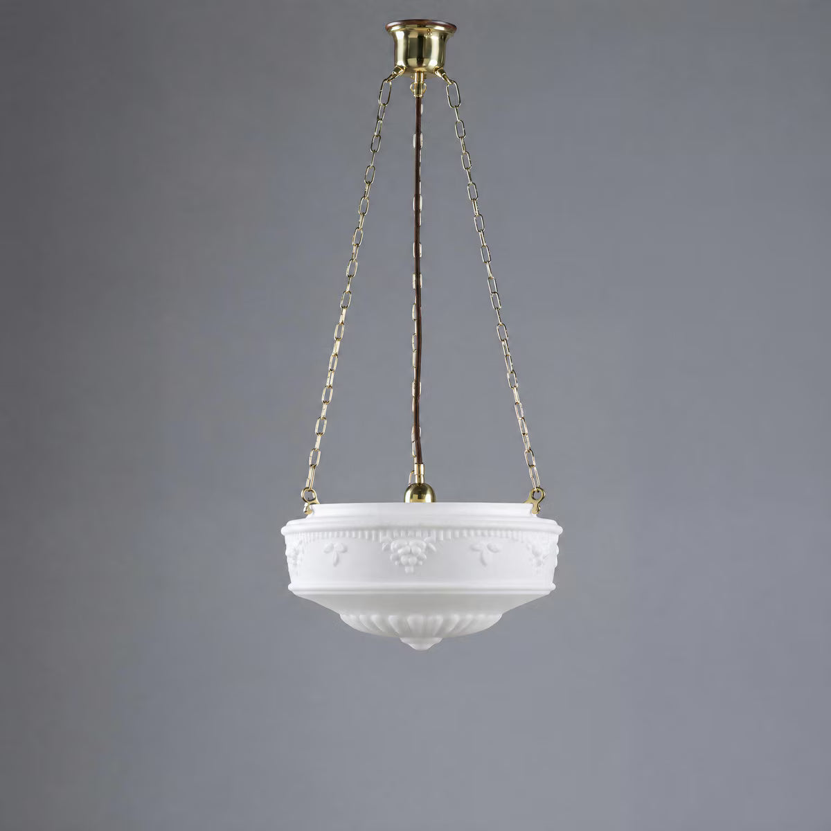 3 Chain Suspension Pendant Brass With 14" Senator Opal Matt Glass - 3000012
