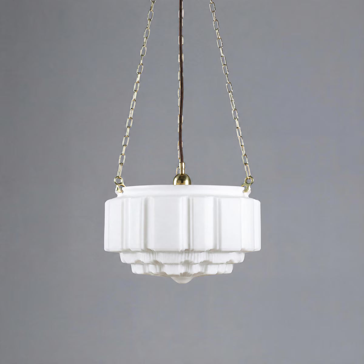3 Chain Suspension Pendant Brass With 14" St Kilda Opal Matt Glass - 3000013