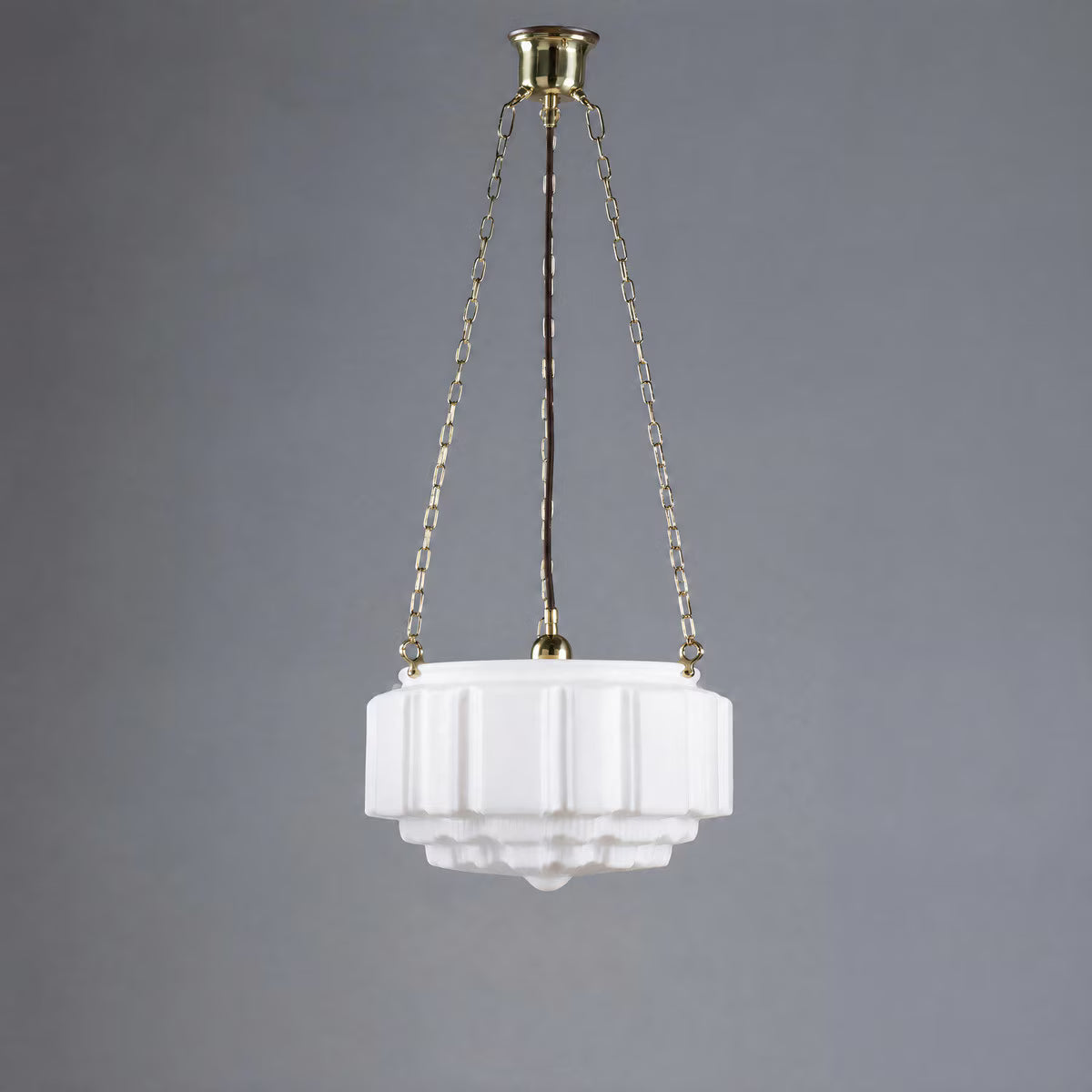 3 Chain Suspension Pendant Brass With 14" St Kilda Opal Matt Glass - 3000013