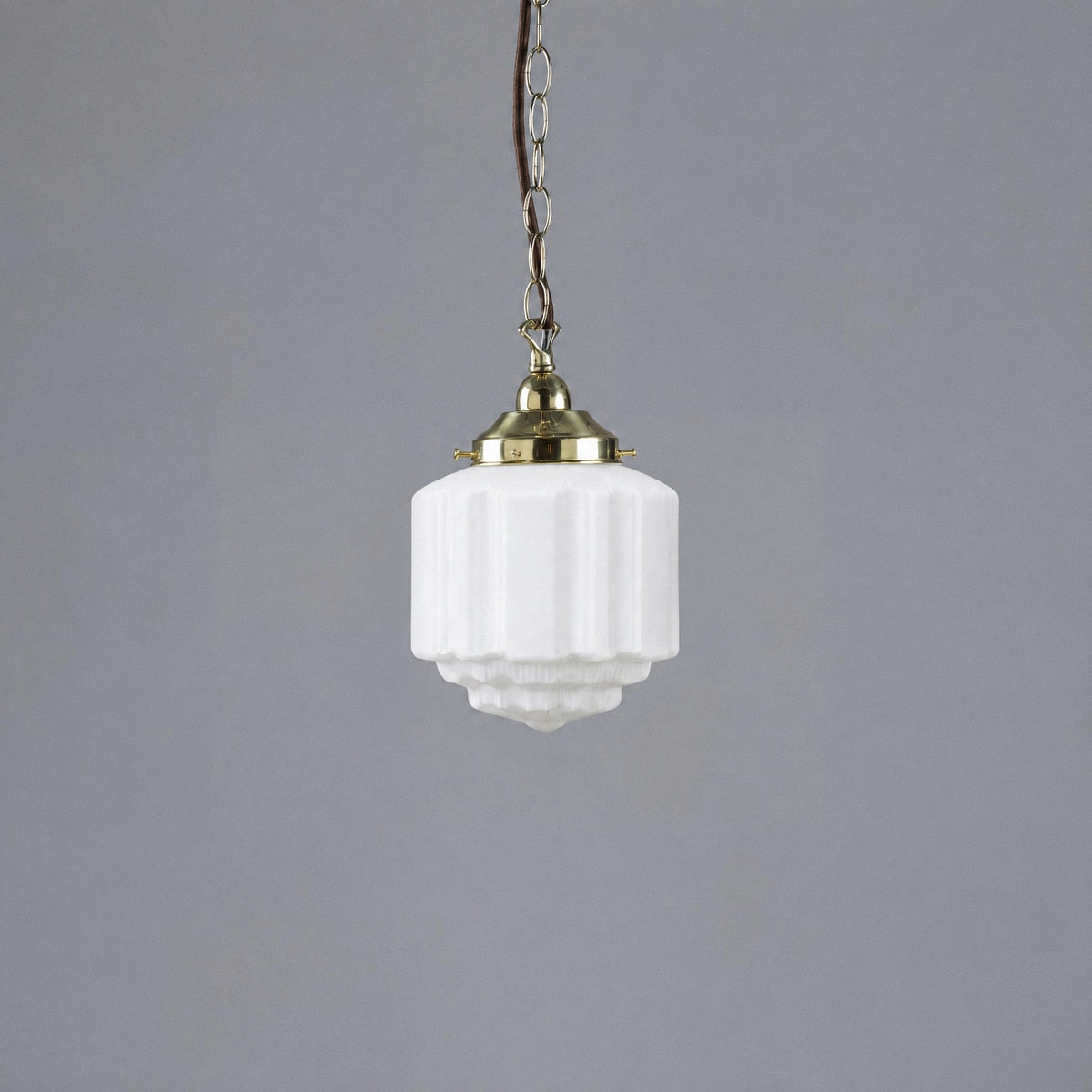 Single Chain Pendant Brass With 8" St Kilda Opal Matt Glass - 3000095