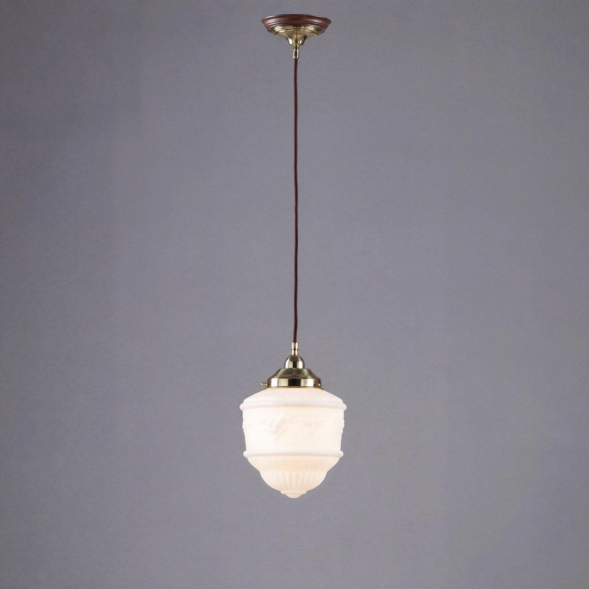 Single Cord Pendant Brass With 8" Senator Opal Matt Glass - 3000111