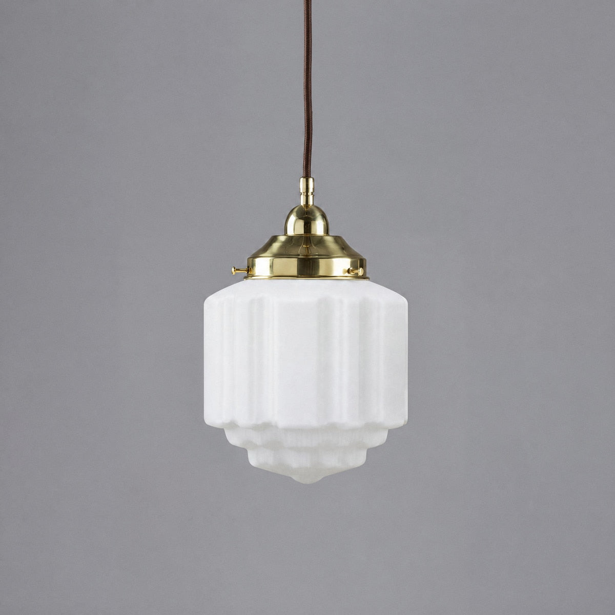 Single Cord Pendant Brass With 8" St Kilda Opal Matt Glass - 3000113