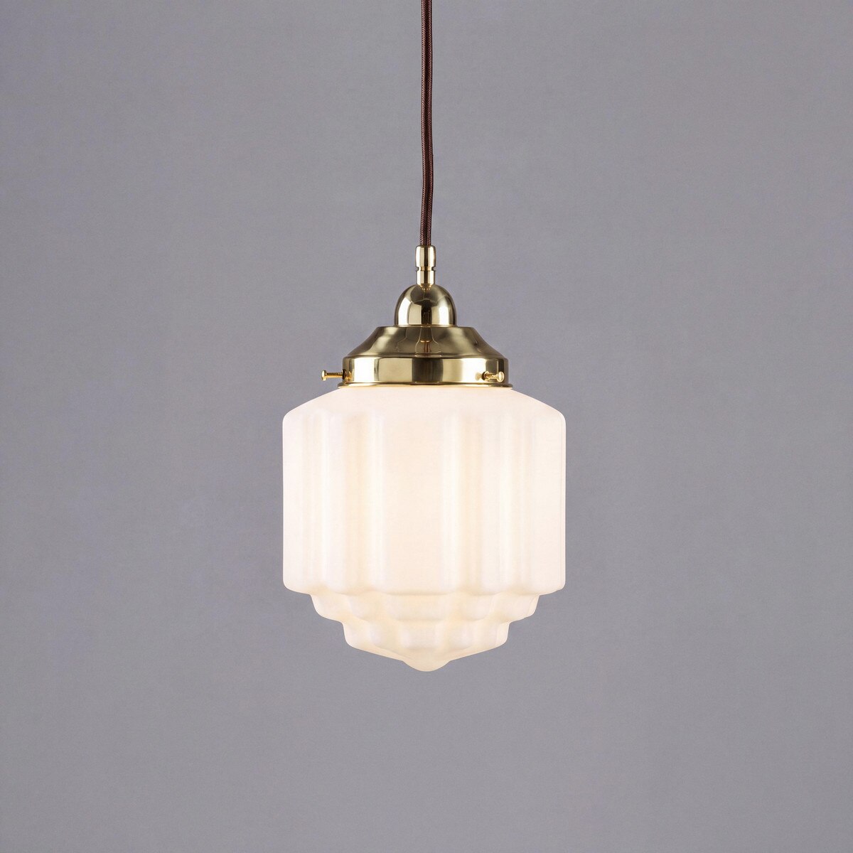 Single Cord Pendant Brass With 8" St Kilda Opal Matt Glass - 3000113
