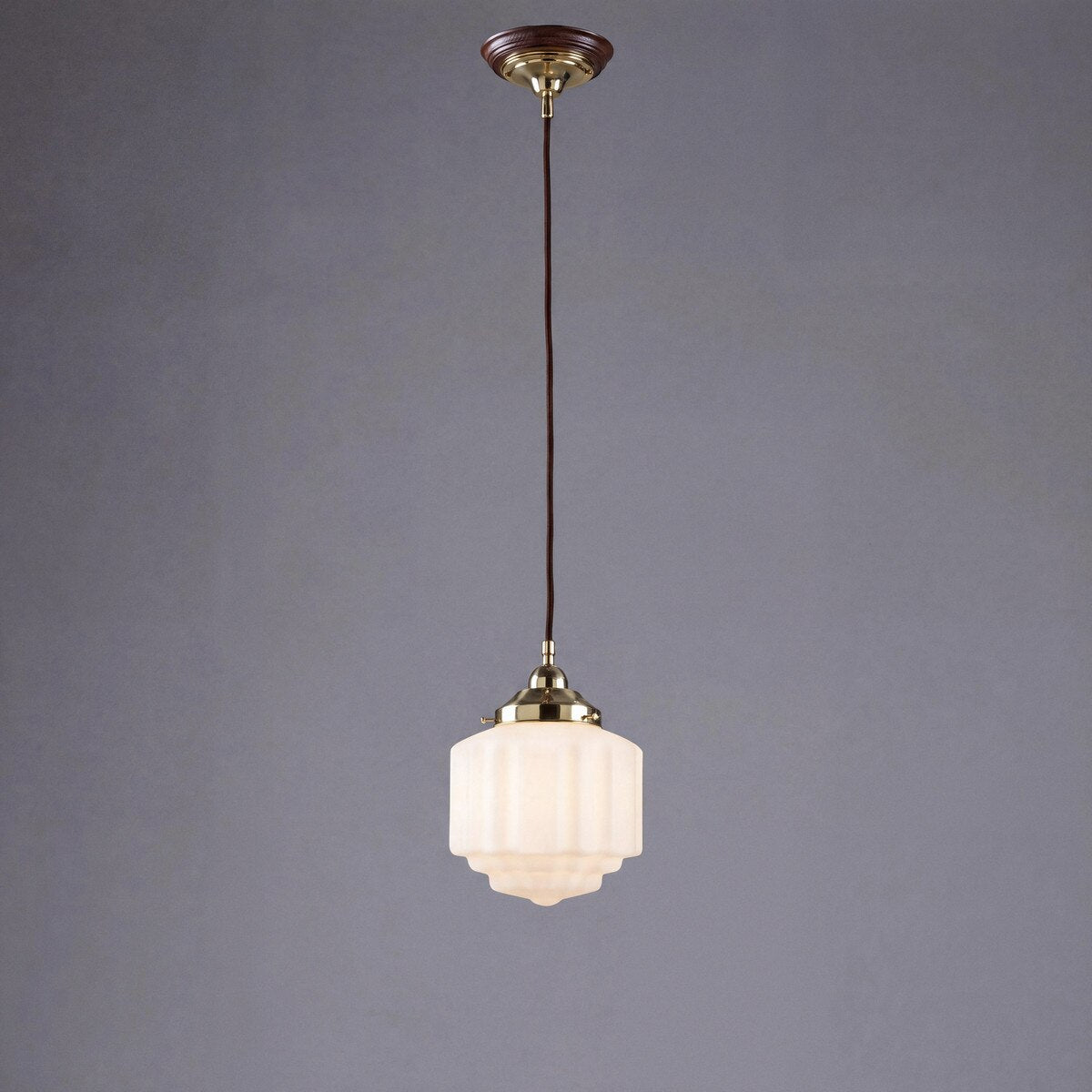 Single Cord Pendant Brass With 8" St Kilda Opal Matt Glass - 3000113