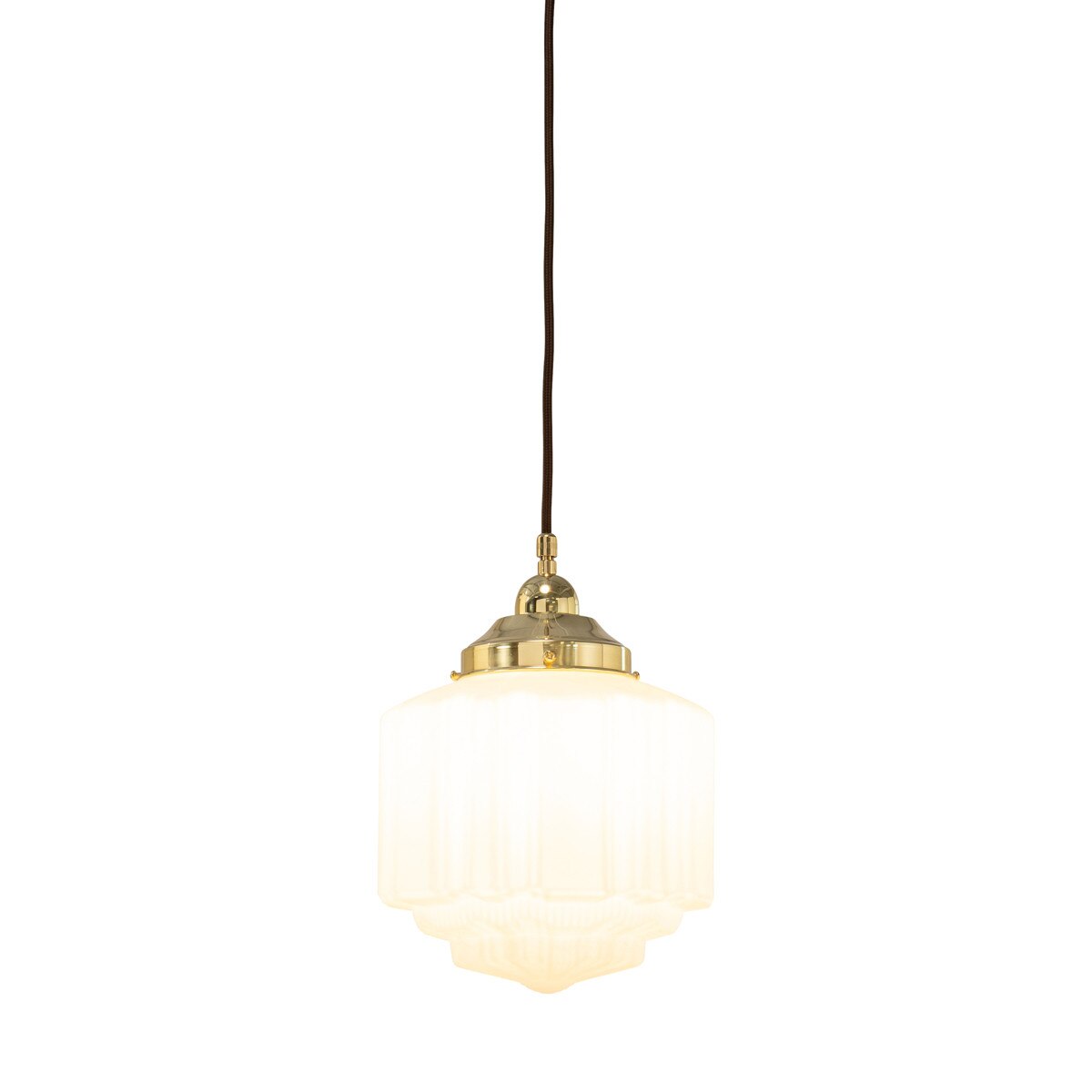 Single Cord Pendant Brass With 8" St Kilda Opal Matt Glass - 3000113
