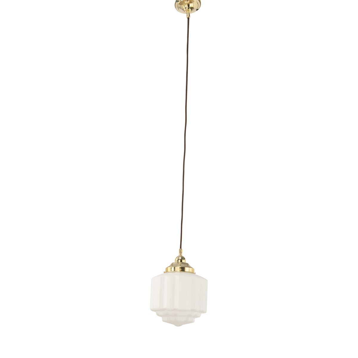 Single Cord Pendant Brass With 8" St Kilda Opal Matt Glass - 3000113