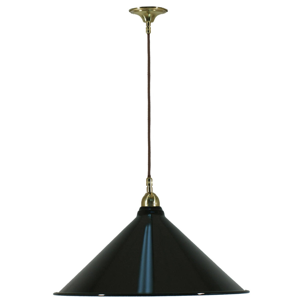 Single Cord Pendant Brass With 390mm Edwardian Black Shade - 3000127