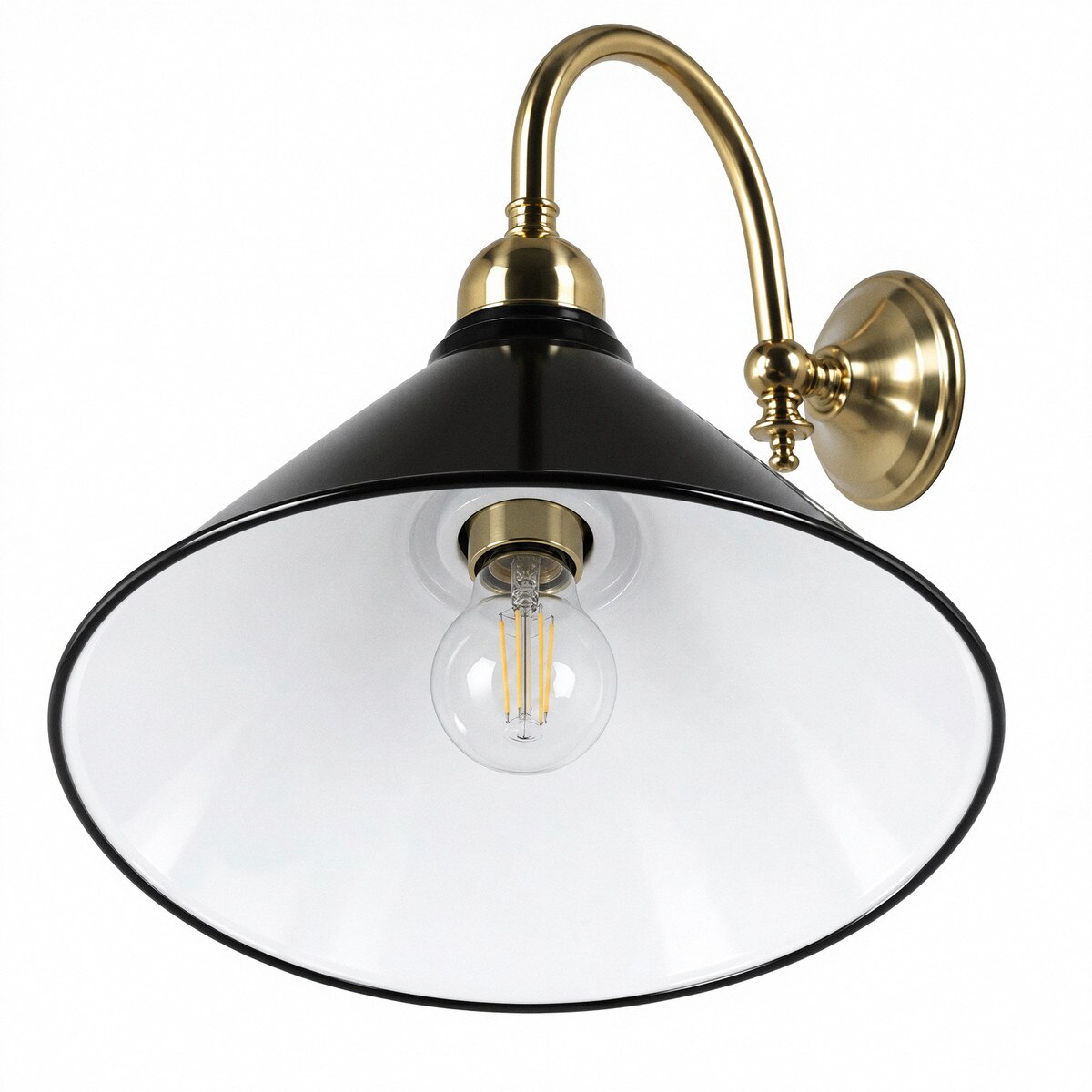 Luke Wall Light Brass With 250mm Edwardian Black Shade - 3000183