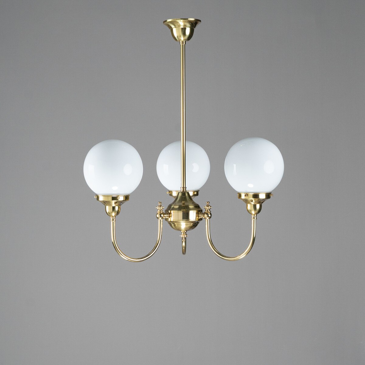 Luke 3 Light Pendant Brass With Sphere Opal Glass - 3000188