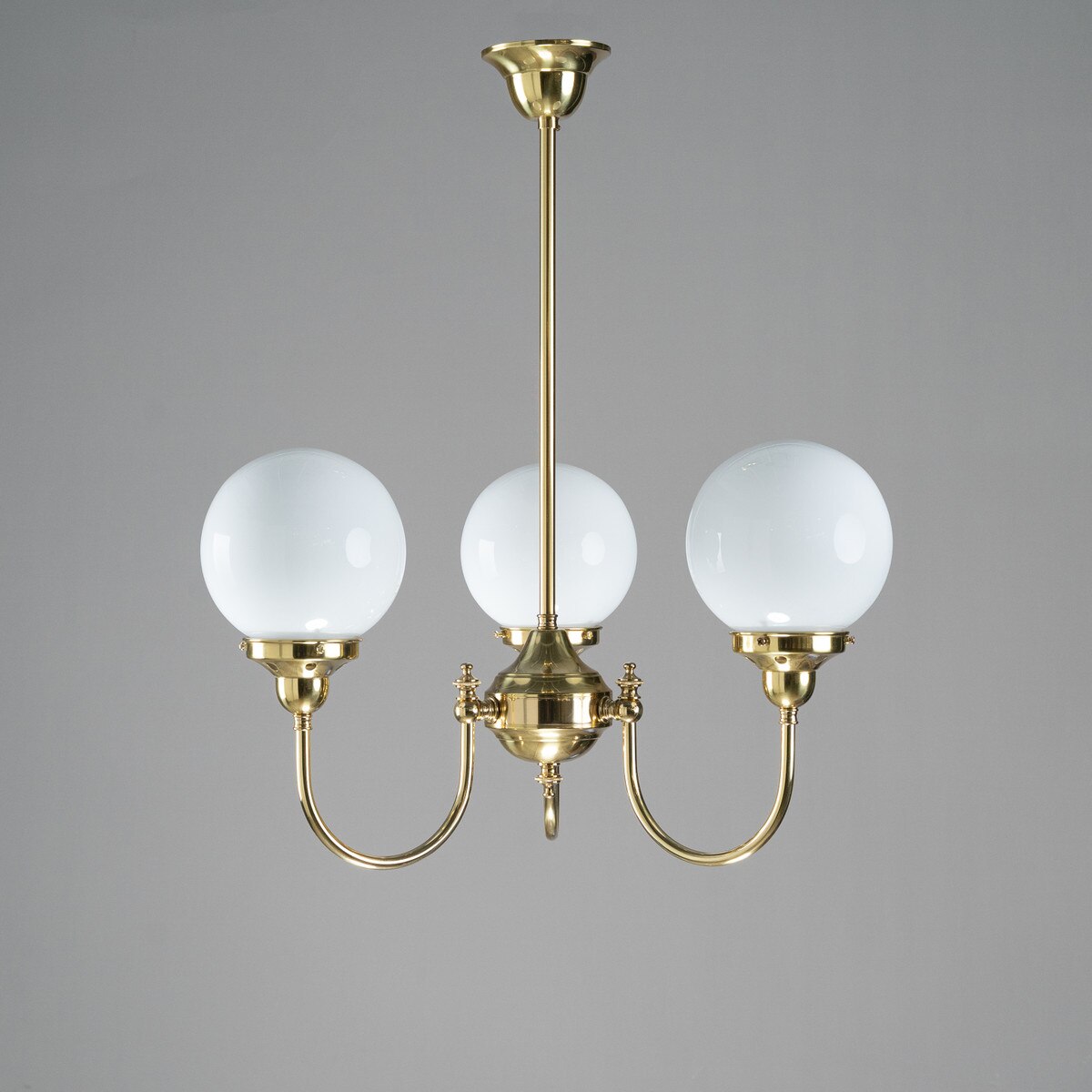 Luke 3 Light Pendant Brass With Sphere Opal Glass - 3000188