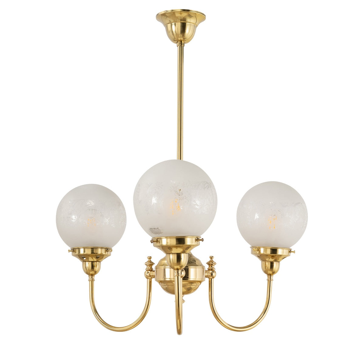 Luke 3 Light Pendant Brass With Sheffield Glass - 3000189