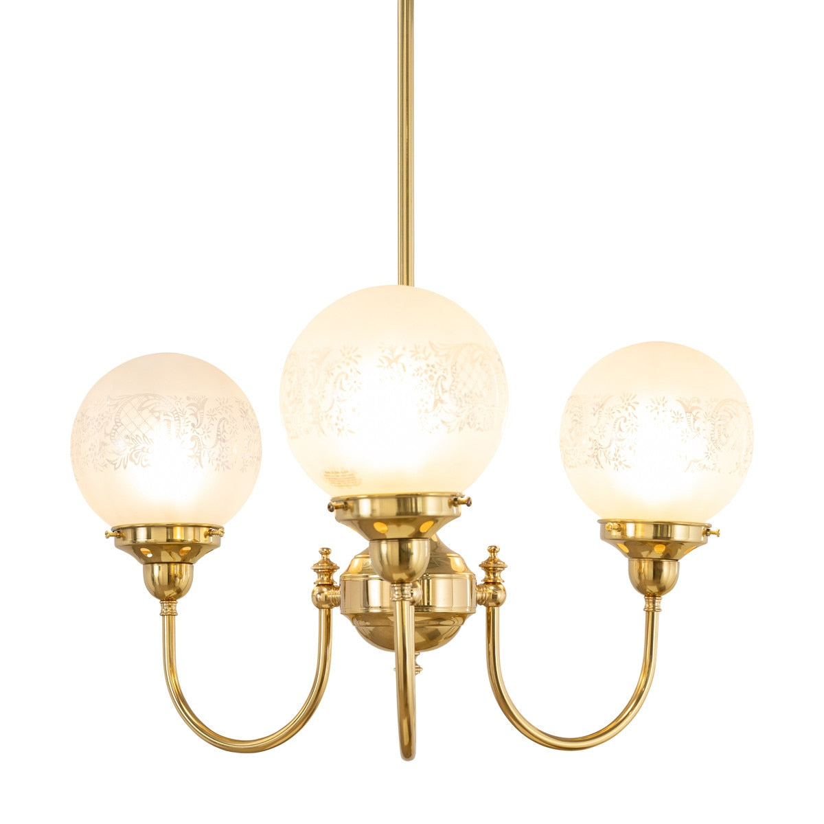 Luke 3 Light Pendant Brass With Sheffield Glass - 3000189