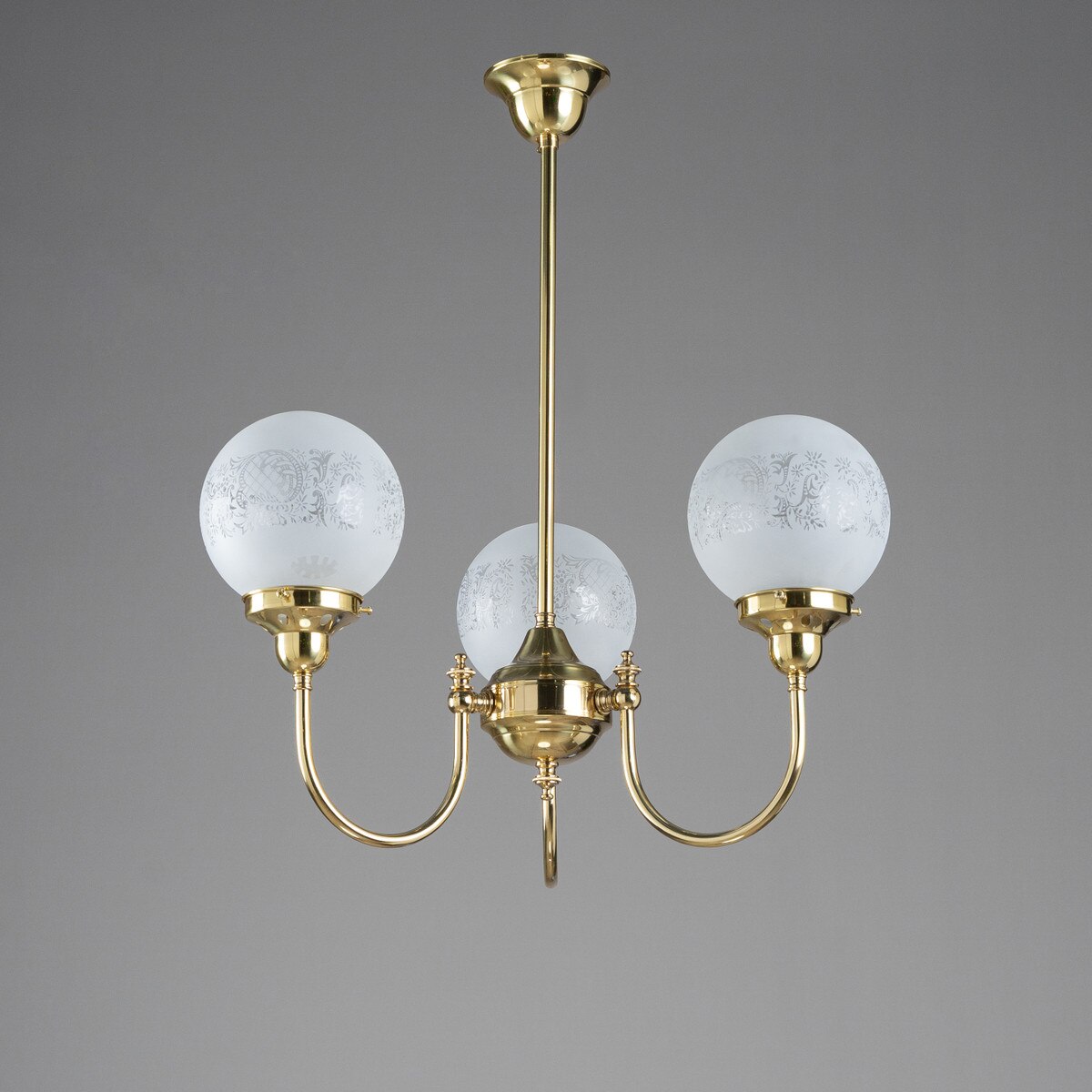 Luke 3 Light Pendant Brass With Sheffield Glass - 3000189