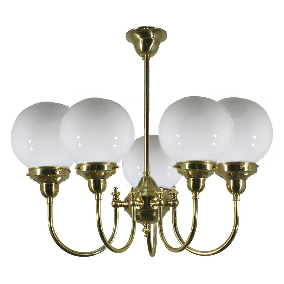 Luke 5 Light Pendant With Sphere Opal Glass Brass - 3000190