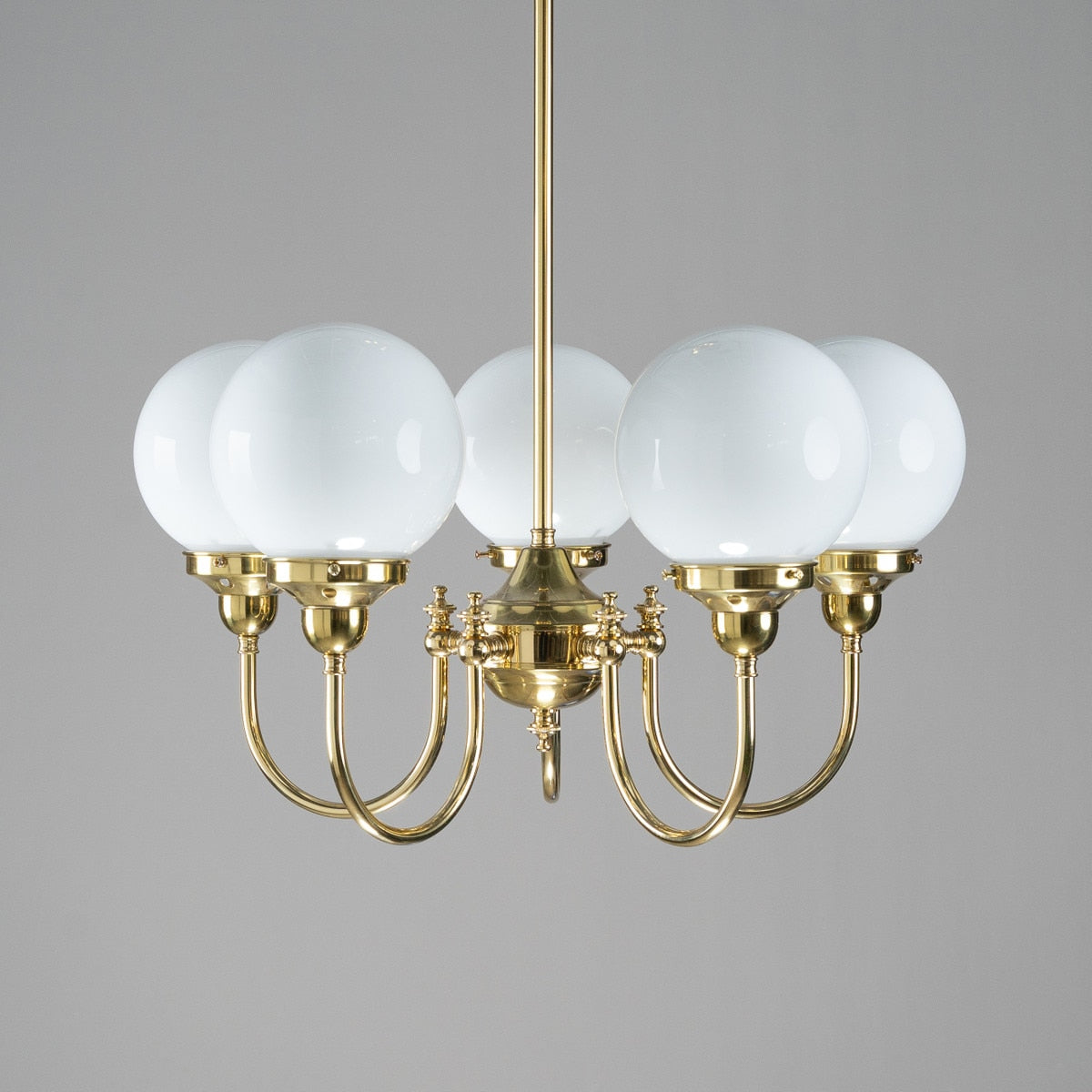 Luke 5 Light Pendant With Sphere Opal Glass Brass - 3000190