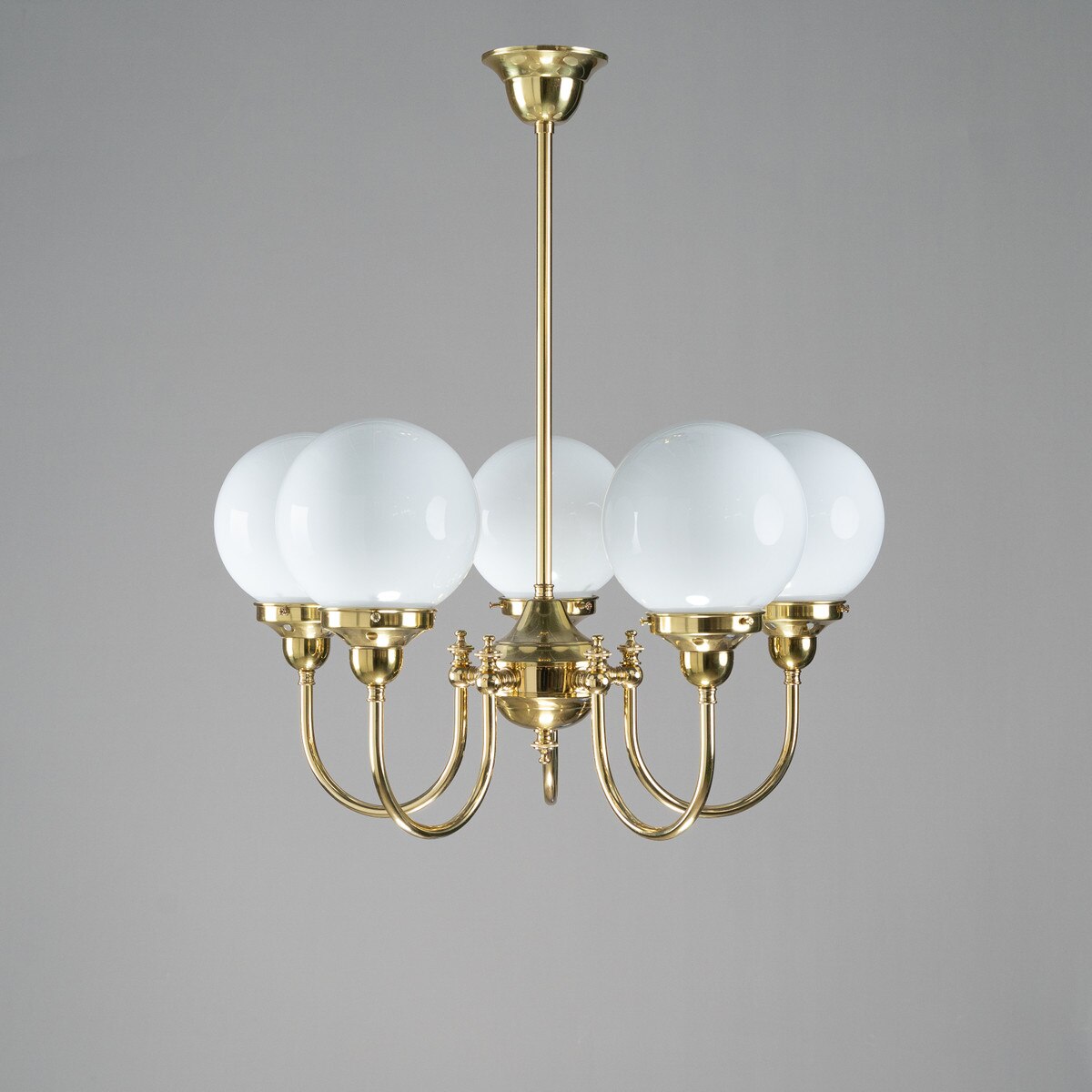 Luke 5 Light Pendant With Sphere Opal Glass Brass - 3000190
