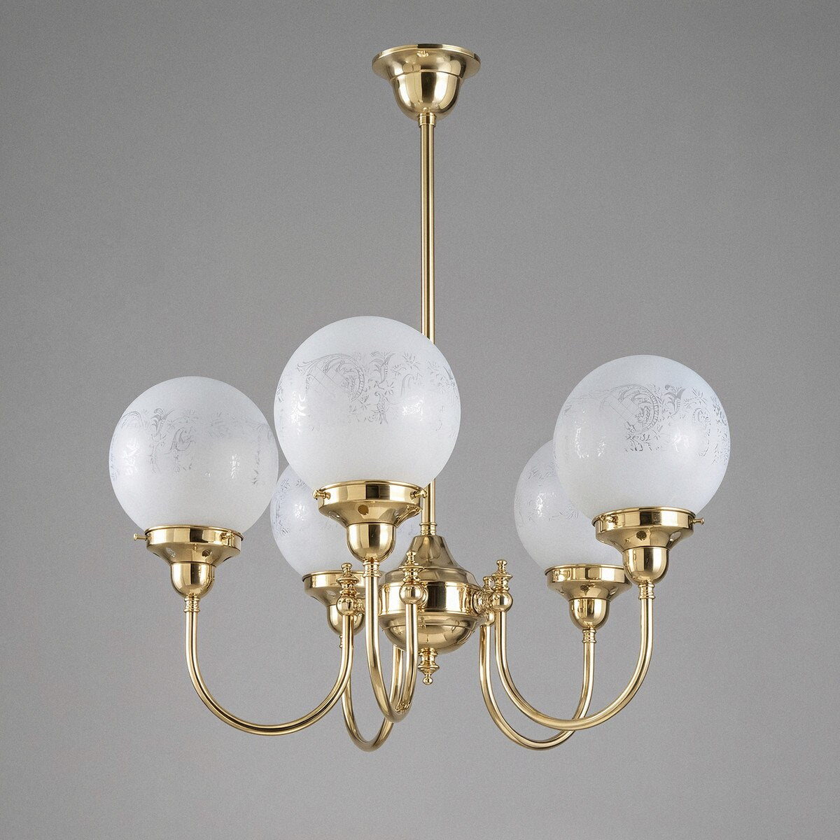 Luke 5 Light Pendant Brass With Sheffield Glass - 3000191