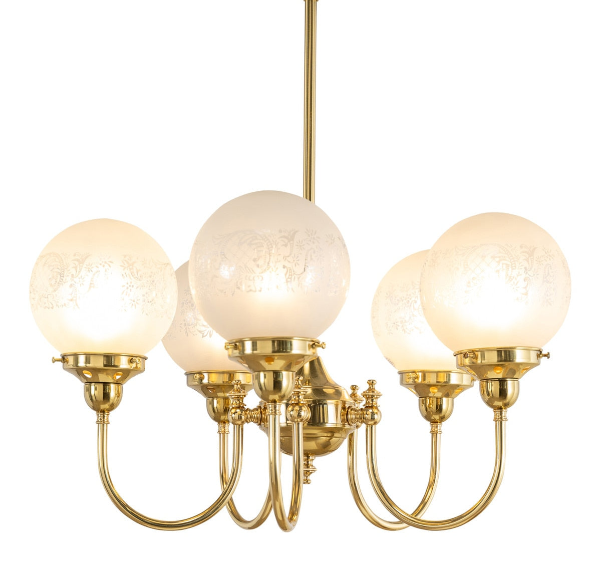 Luke 5 Light Pendant Brass With Sheffield Glass - 3000191