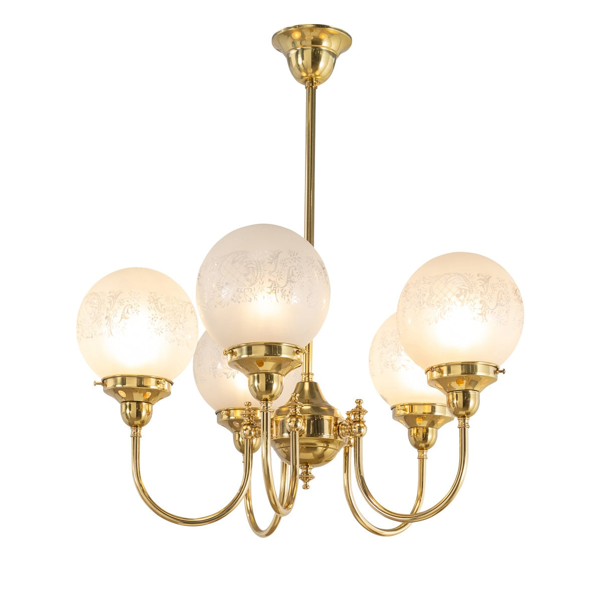 Luke 5 Light Pendant Brass With Sheffield Glass - 3000191