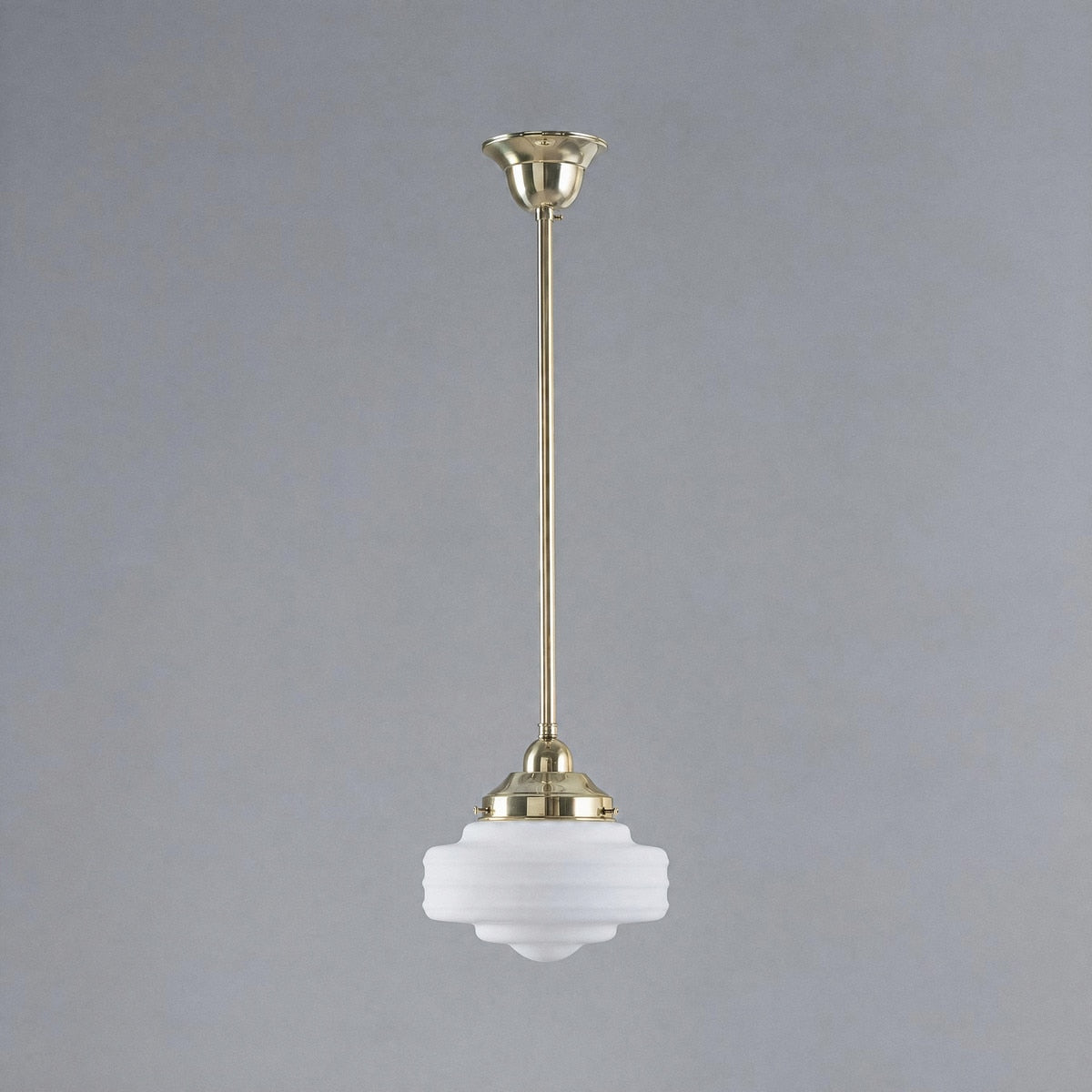 Single Rod Pendant Brass With 8" Detroit Opal Matt Glass - 3000253