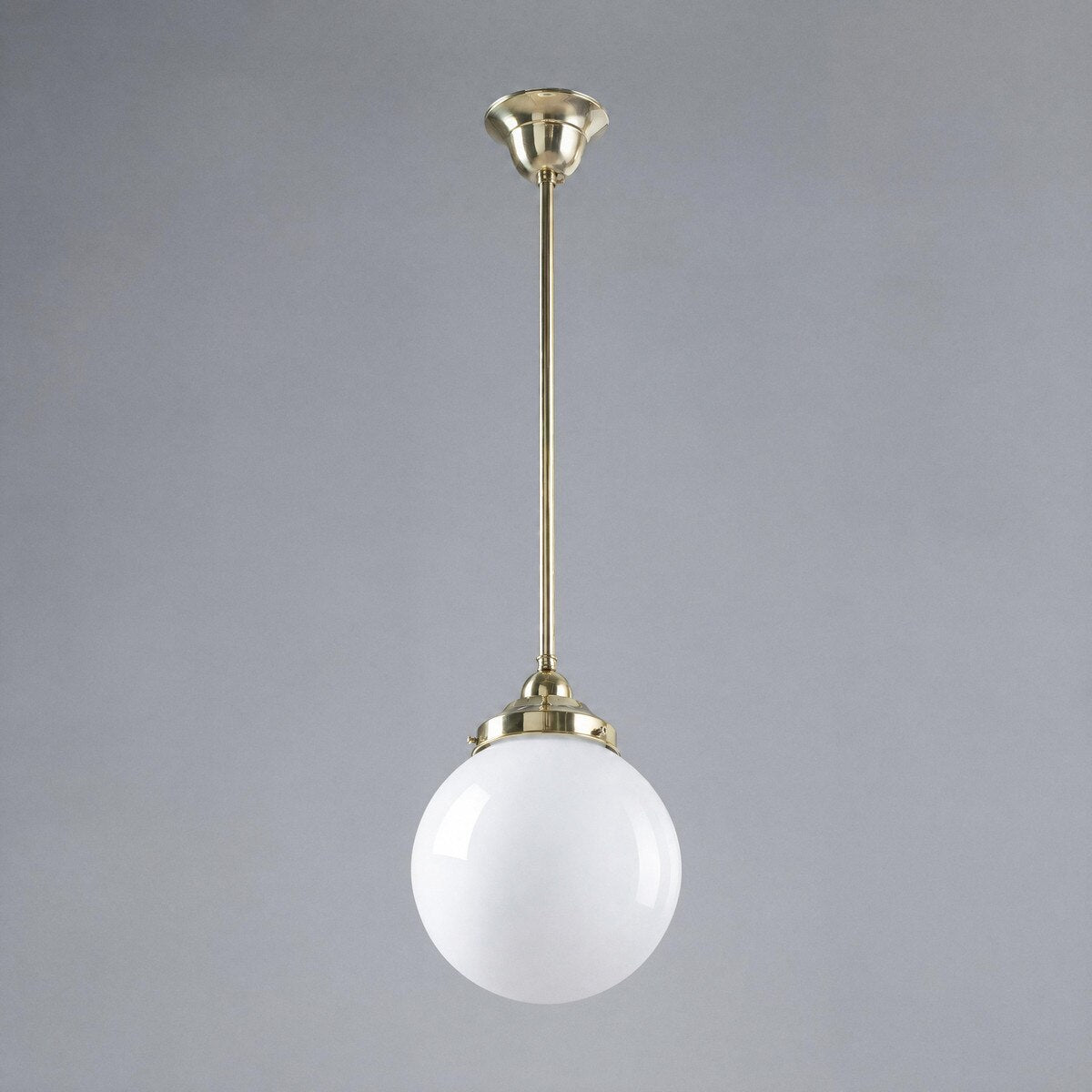 Single Rod Pendant Brass With 8" Sphere Opal Glass - 3000254