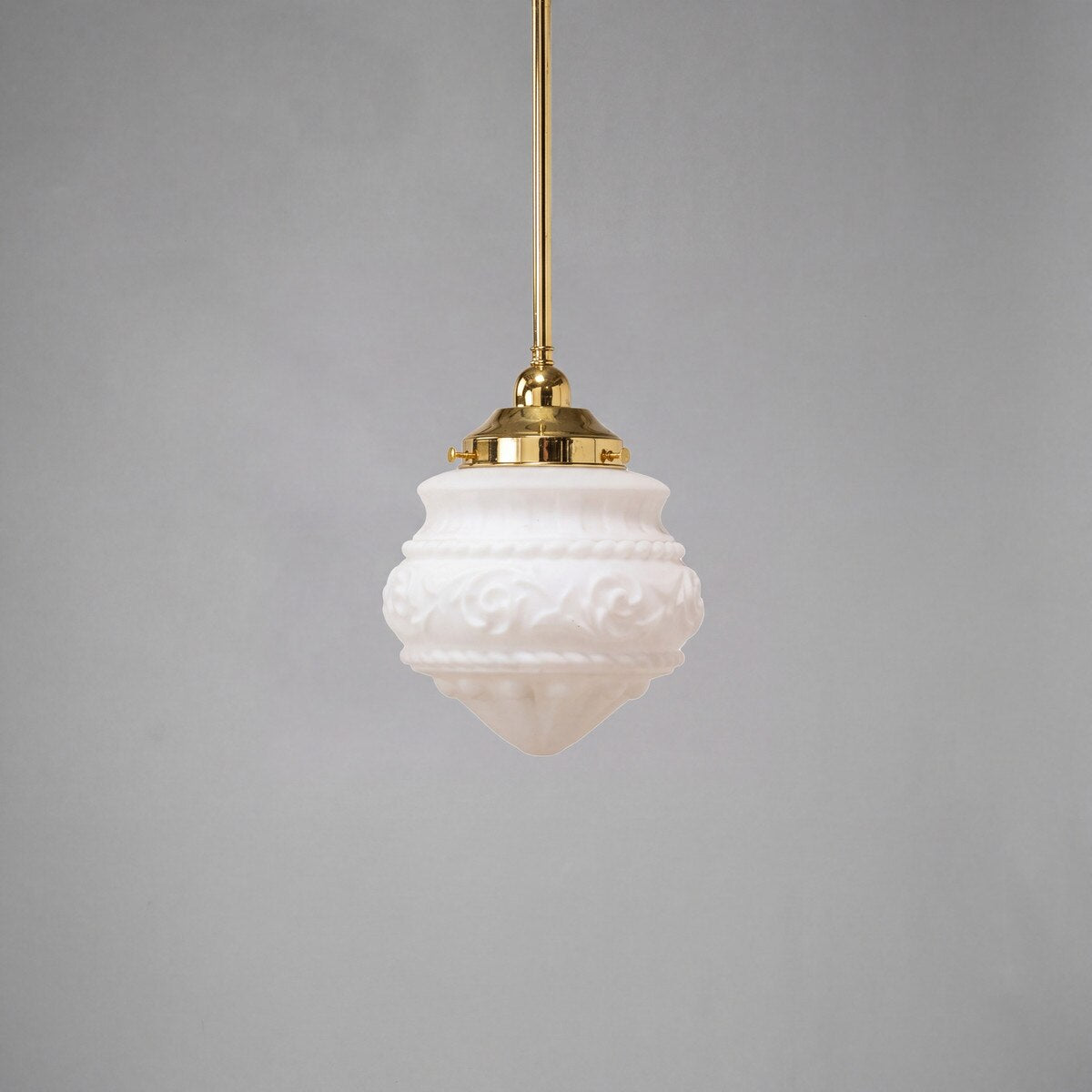 Single Rod Pendant Brass With 8" Premier Opal Matt Glass - 3000256