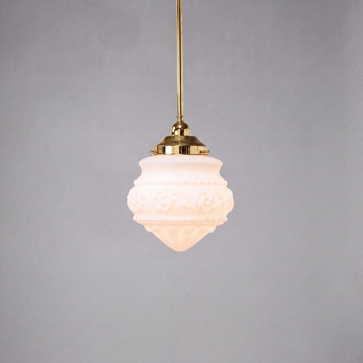 Single Rod Pendant Brass With 8" Premier Opal Matt Glass - 3000256