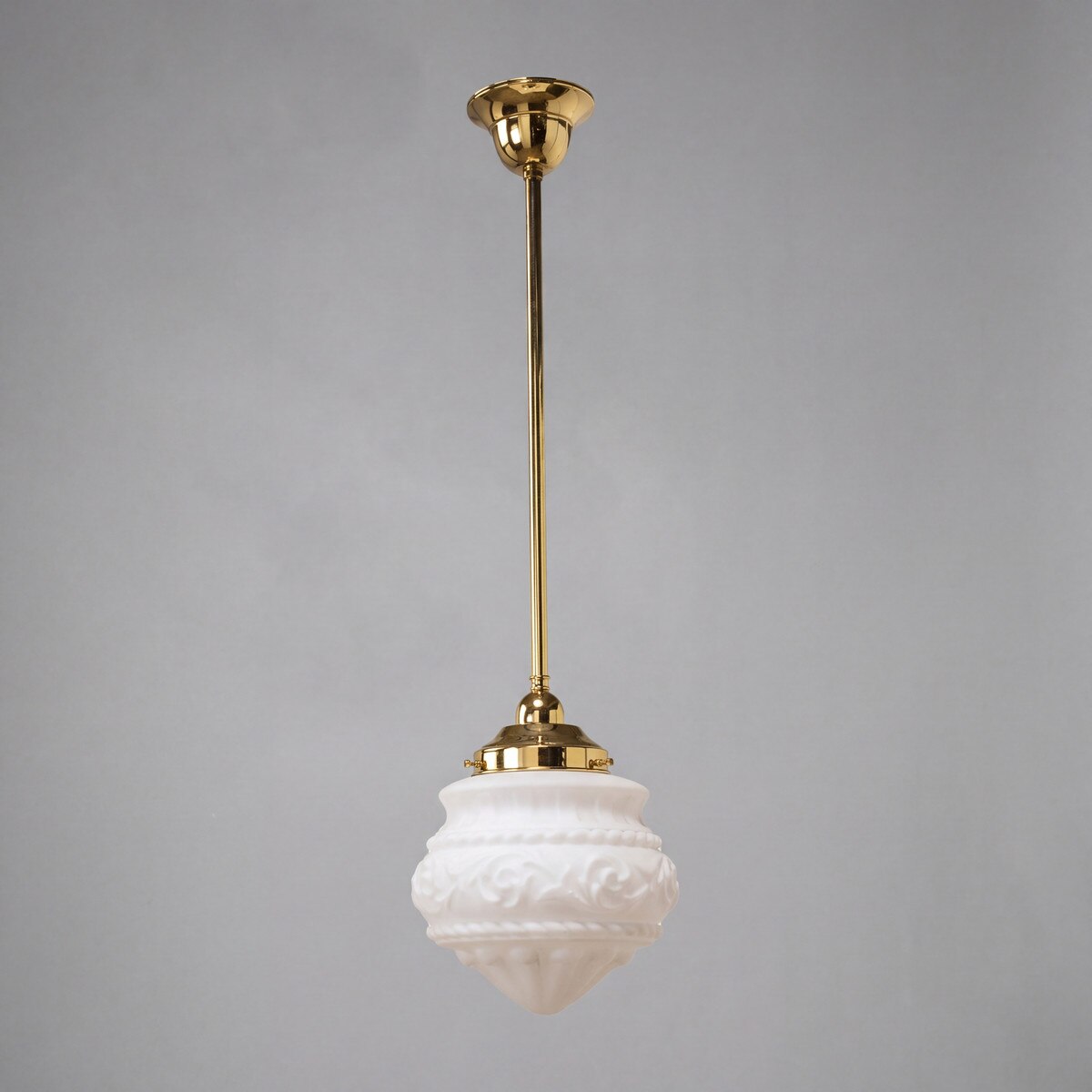 Single Rod Pendant Brass With 8" Premier Opal Matt Glass - 3000256