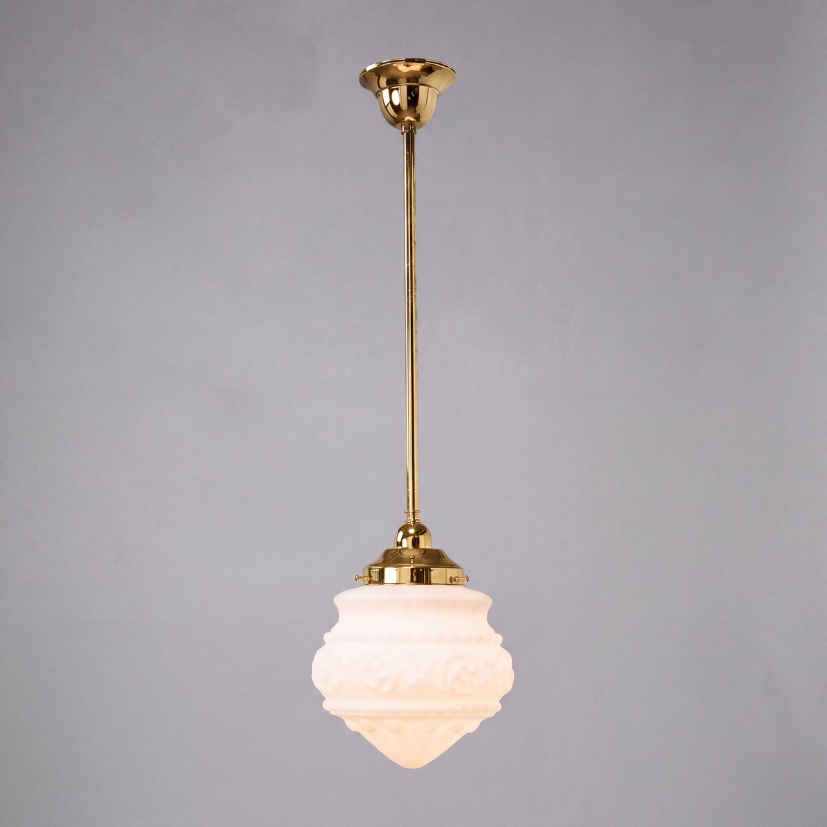 Single Rod Pendant Brass With 8" Premier Opal Matt Glass - 3000256